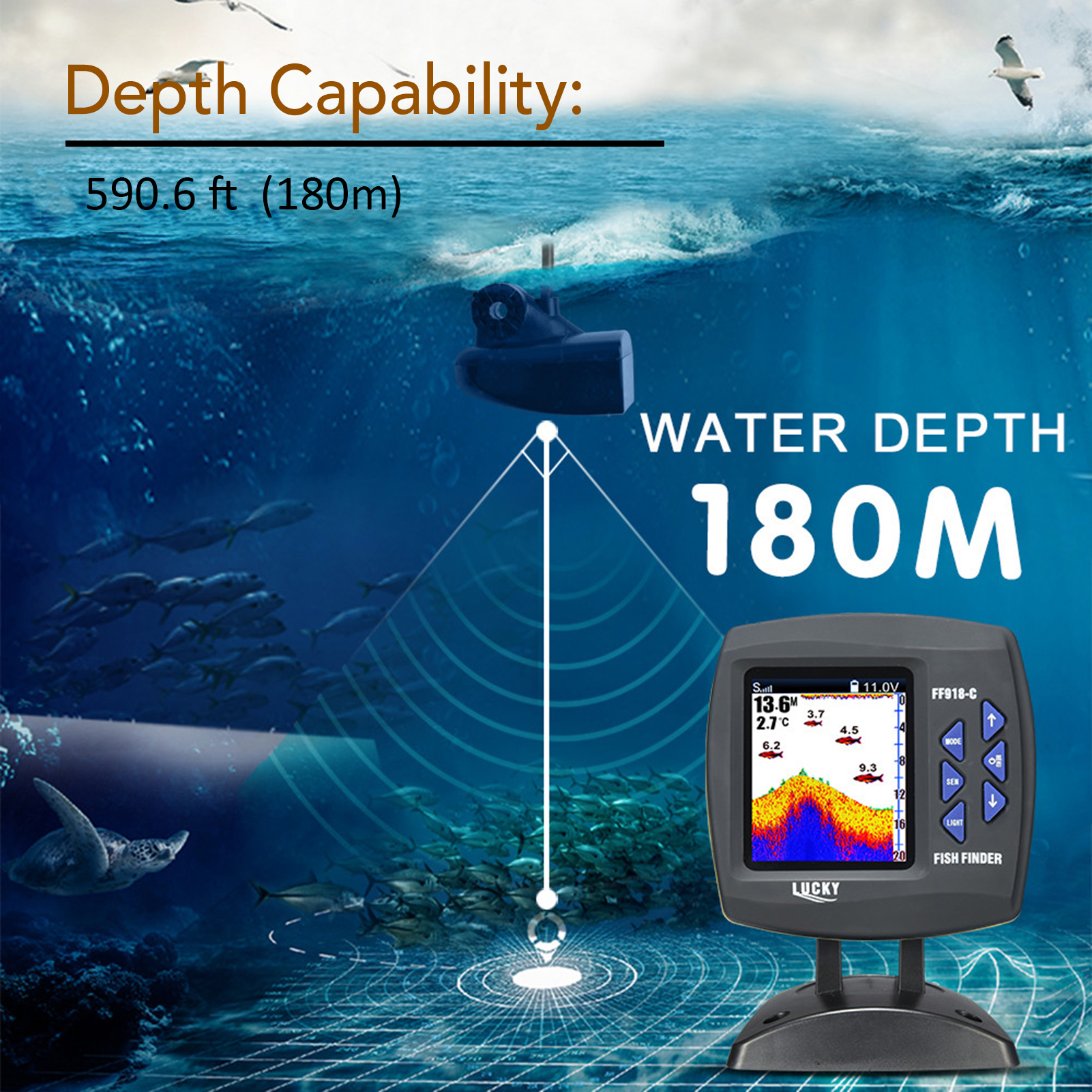Fish Finder Wired Transducer S - đánh giá và giá Fishing Depth Finder