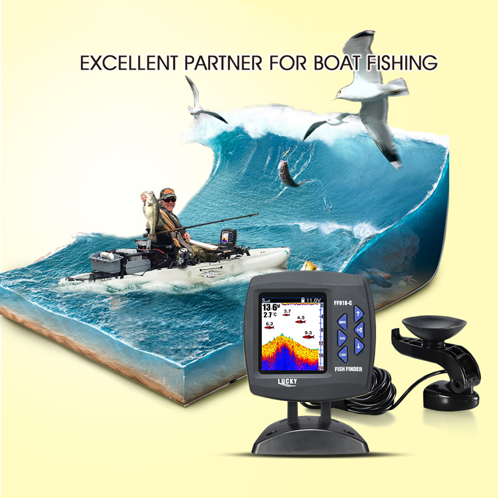 Fish Finder Wired Transducer S - đánh giá và giá Fishing Depth Finder