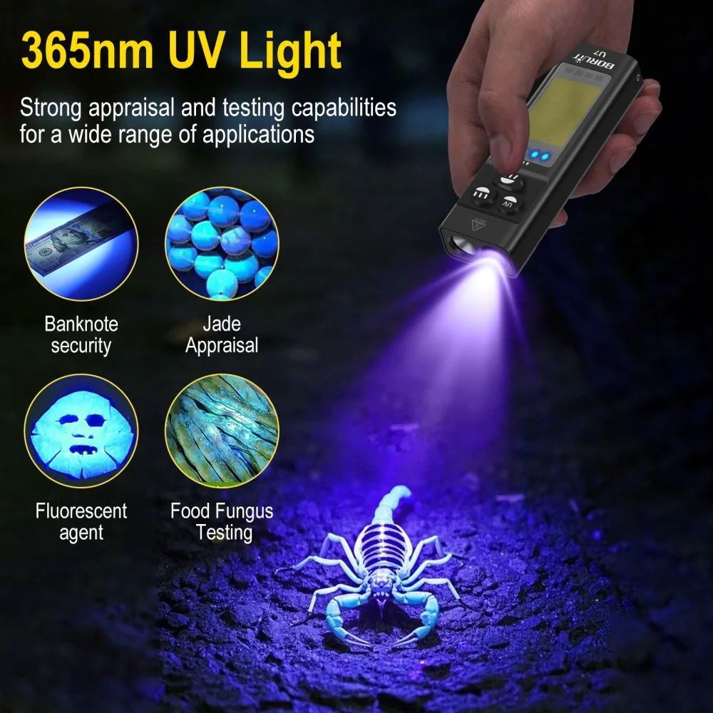 BORUiT U7 UV LED EDC Flashligh - đánh giá và giá Fishing Light
