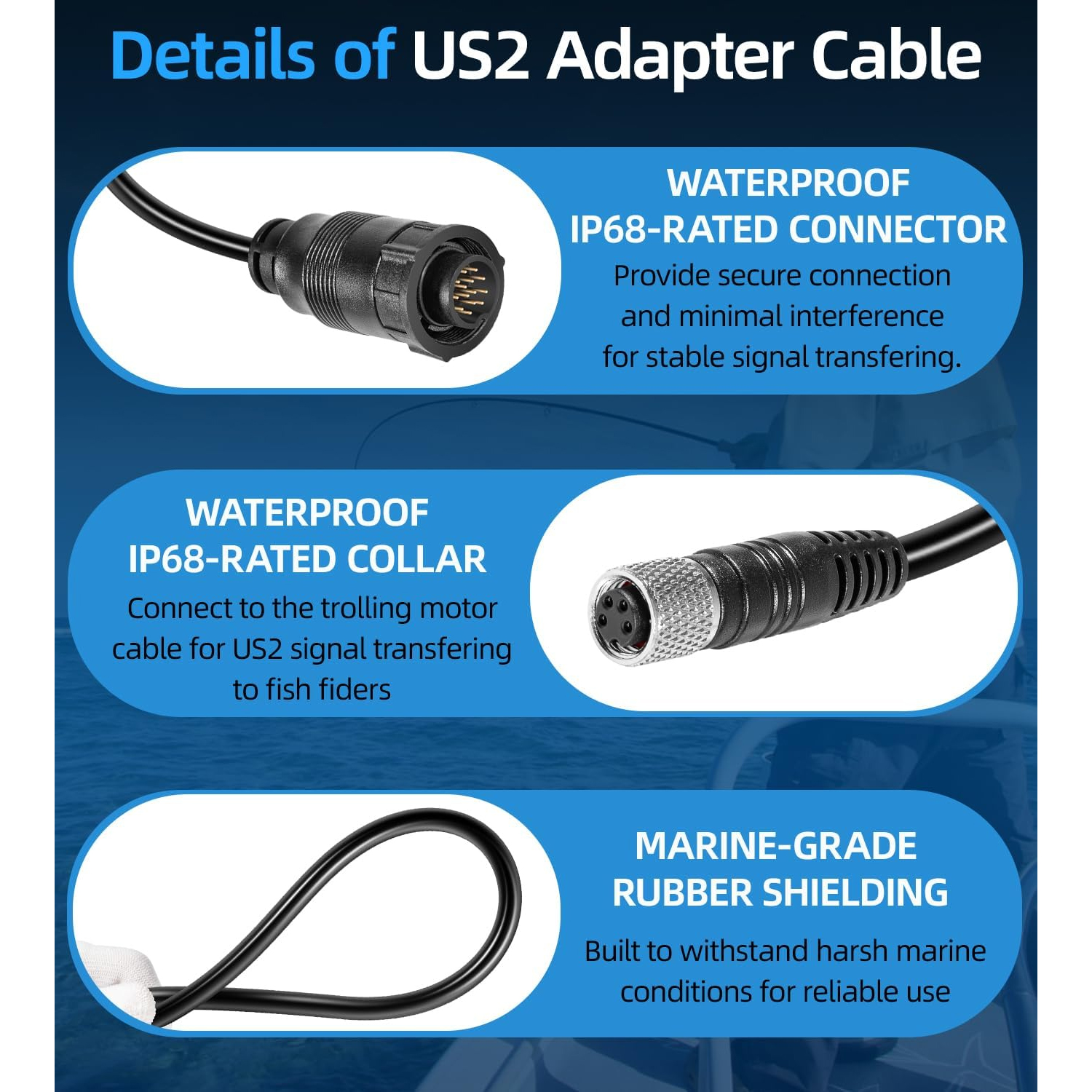For Minn Kota MKR-US2-13 Unive - đánh giá và giá Fish Finder Cable