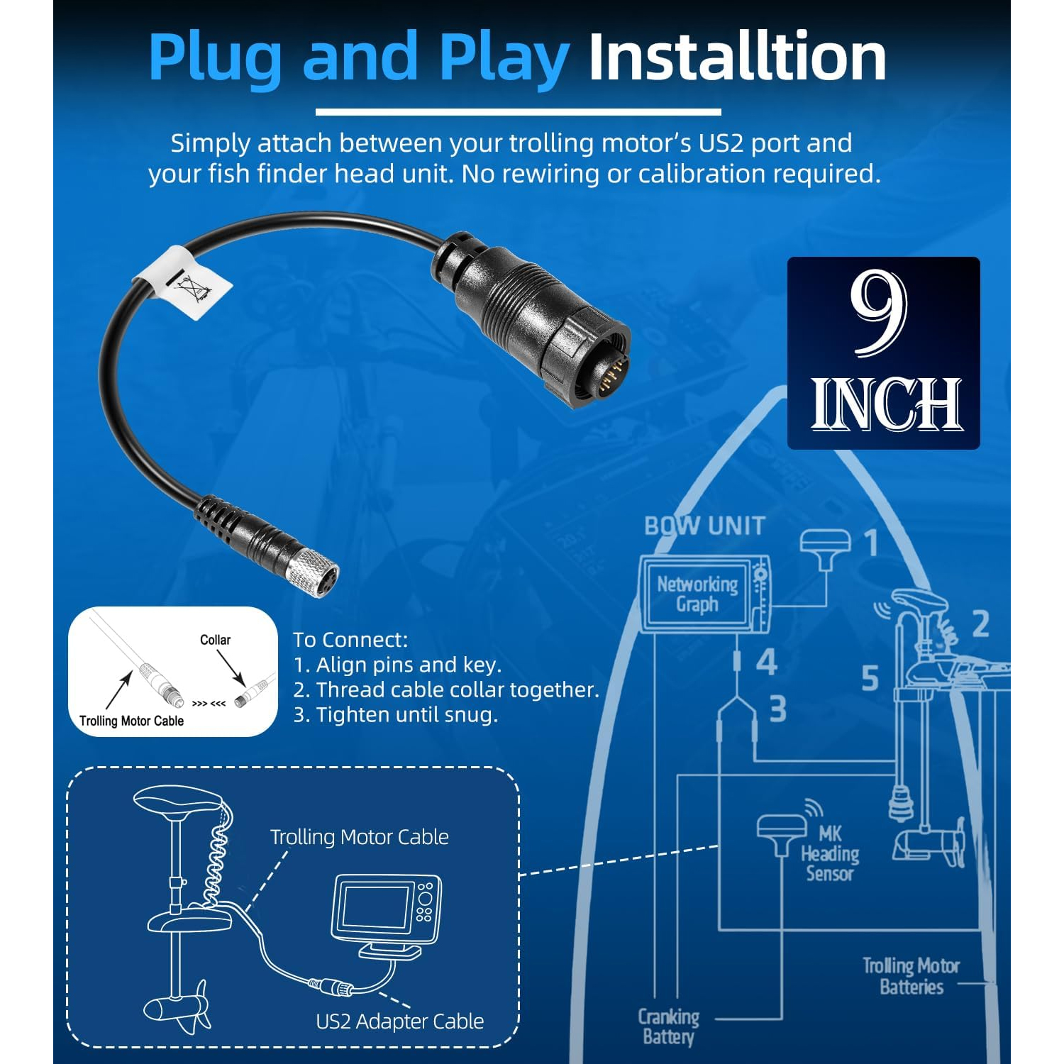 For Minn Kota MKR-US2-13 Unive - đánh giá và giá Fish Finder Cable
