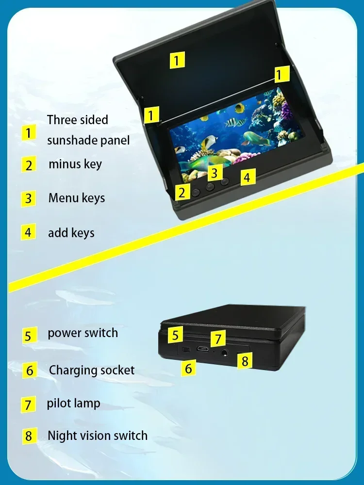 YS43A 4.3-inch Fish Detector U - đánh giá và giá Fish Finder Battery
