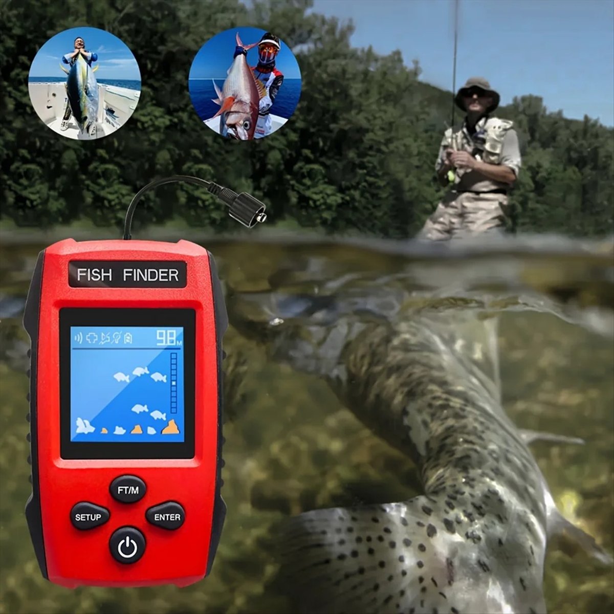 Color LCD Fish Finder Wired So - đánh giá và giá Fish Finder Transducer