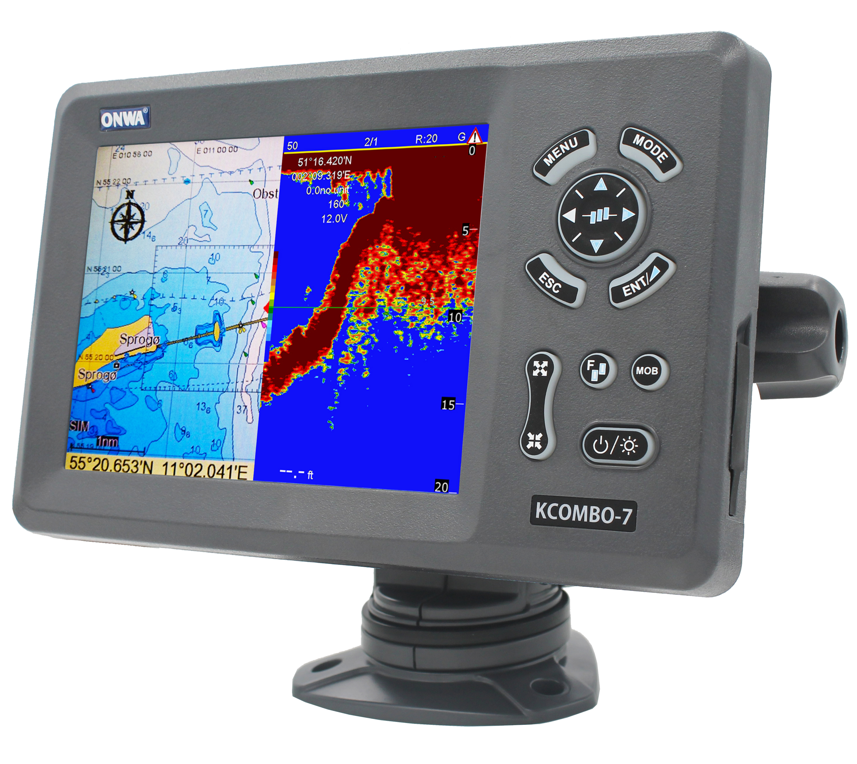 ONWA KCombo-7 7inch Marine GPS - đánh giá và giá Fish Finder