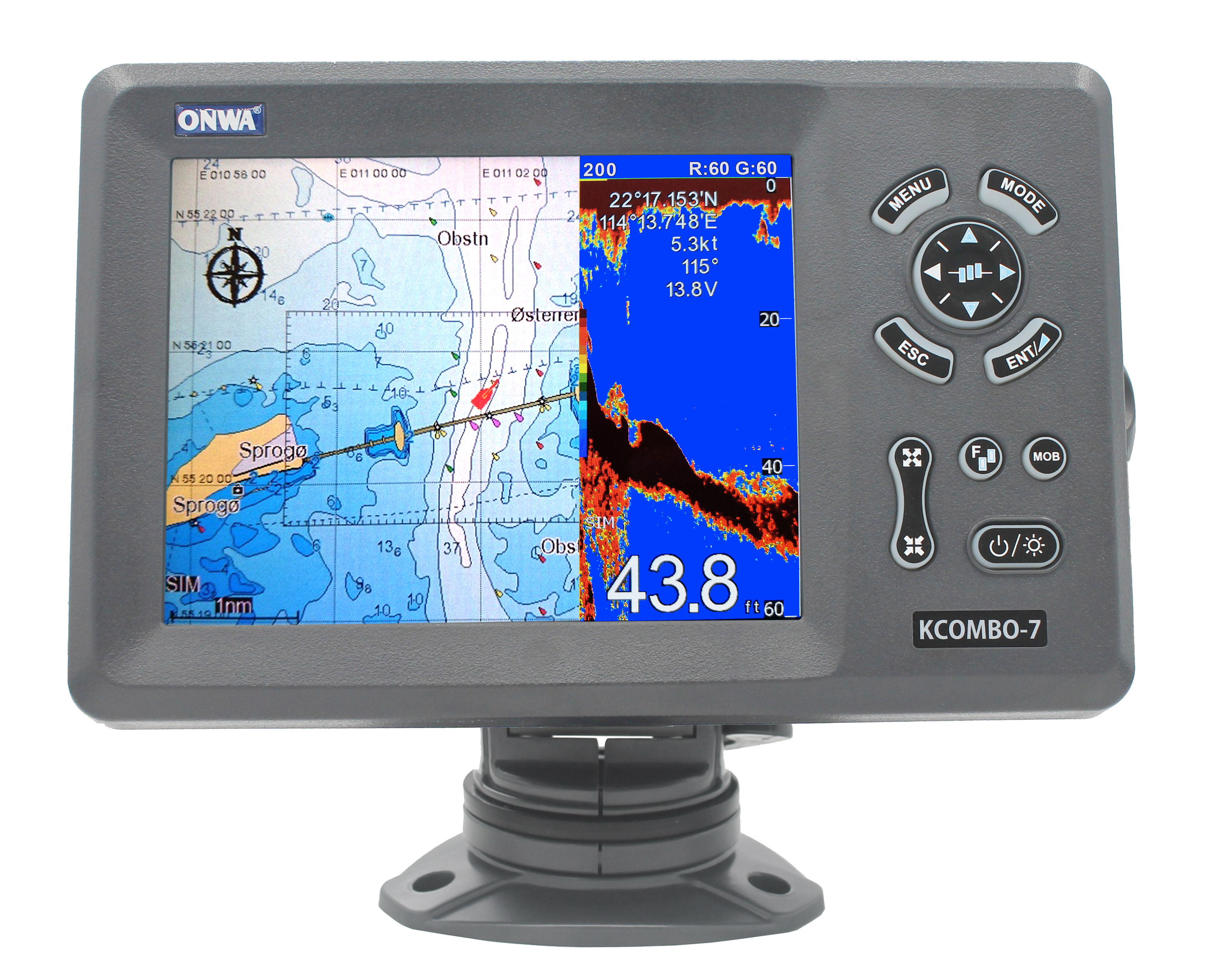 ONWA KCombo-7 7inch Marine GPS - đánh giá và giá Fish Finder