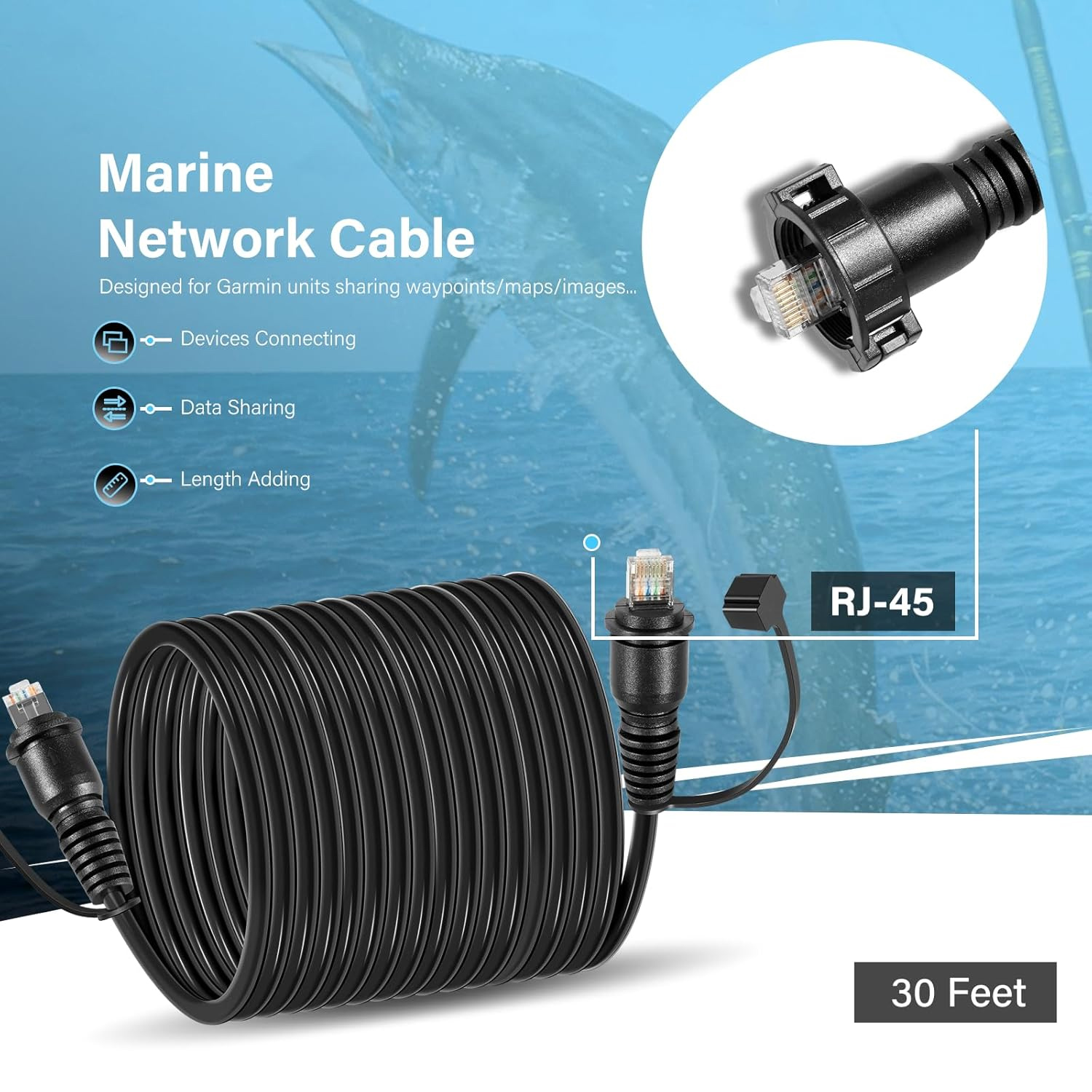 30 Foot Marine Network Cable f - đánh giá và giá Fish Finder Cable