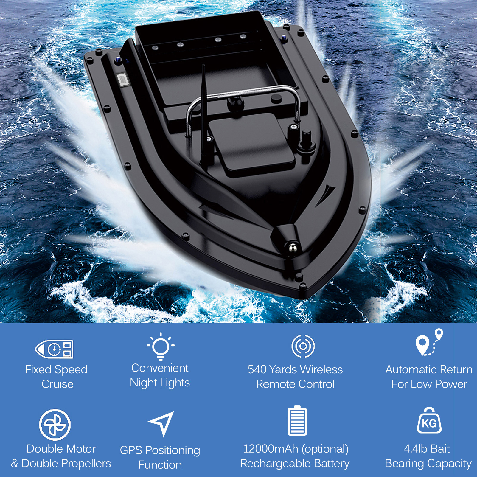 D16E GPS Fishing Bait Boat wit - đánh giá và giá Fishing Gps