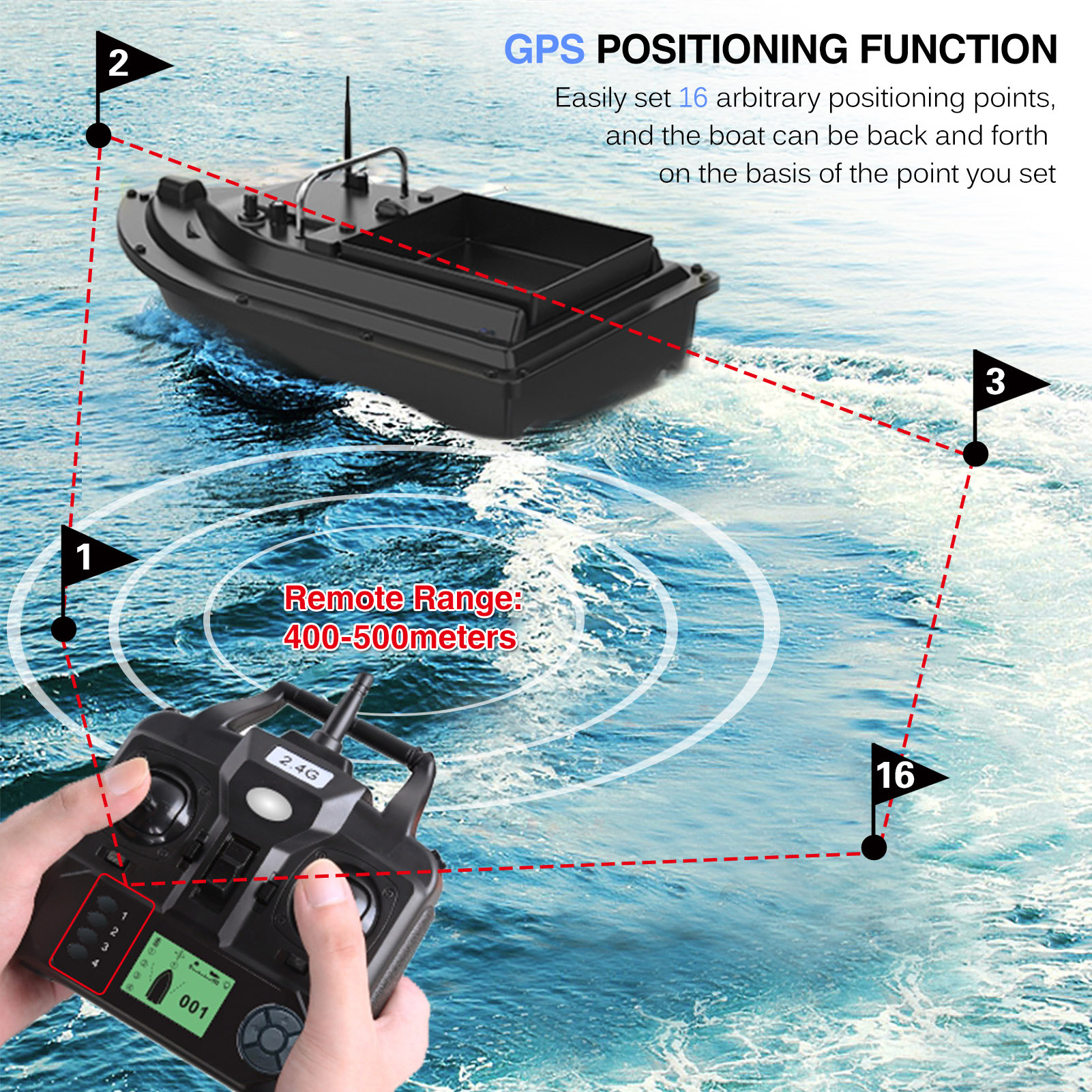 D16E GPS Fishing Bait Boat wit - đánh giá và giá Fishing Gps